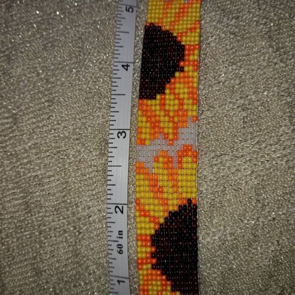 🌻 Statement Sunflower Beaded Cuff 🌻 Handmade • Stainless Steel - Picture 3 of 7